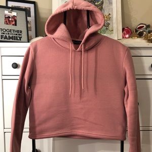 Rose pink cropped hoodie